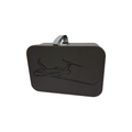 Black clutch bag with airplane design on a white background